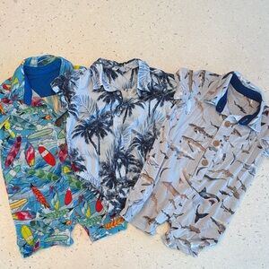 Posh Peanut Tropical & Ocean Adventure Rompers and Shirt sz 12-18mo. Lot of 3